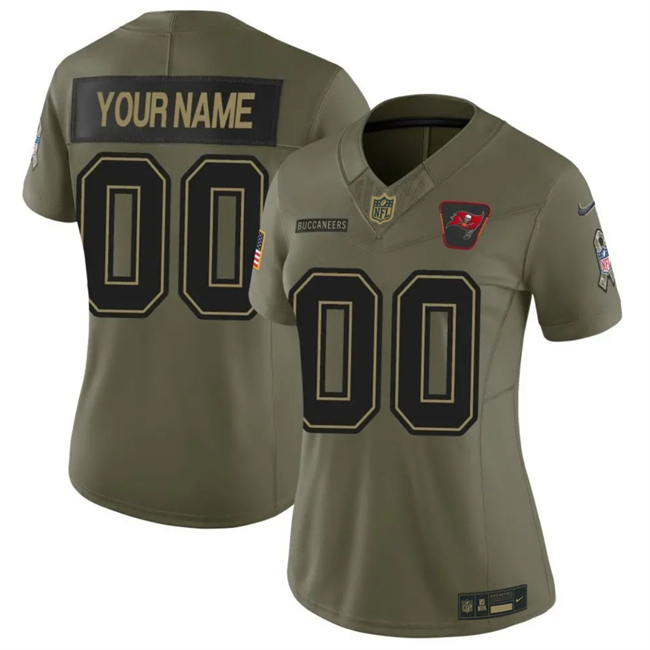 Women's Tampa Bay Buccaneers Active Player Custom Olive 2025 F.U.S.E. Salute to Service Limited Stitched Football Jersey(Run Small)